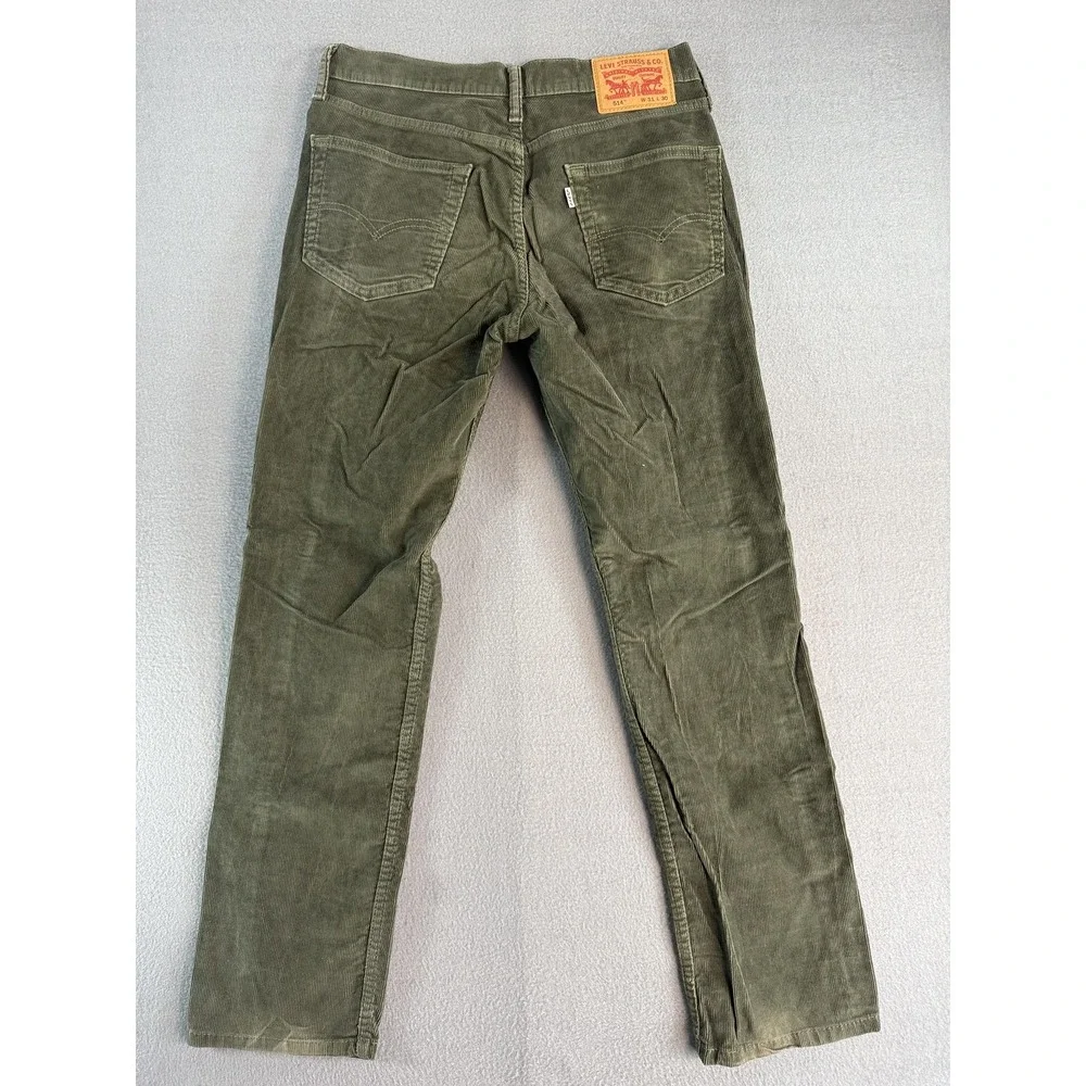 Levi's 514 Pants Mens 31x30 Green Regular Fit Corduroy Khakis Casual 5-Pocket